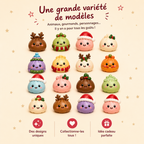 Les modèles de squishies kawaii du calendrier : dumplings gourmands, personnages et animaux de Noël
